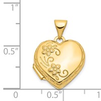 14K Yellow Gold Floral 15mm Heart Locket view 4