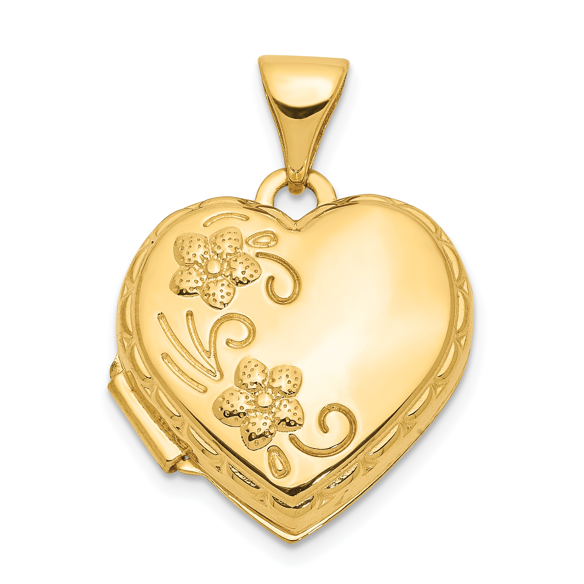 14k Floral 15mm Heart Locket (XL135)