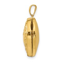 14K Yellow Gold Domed Heart Border 18mm Heart Locket view 2