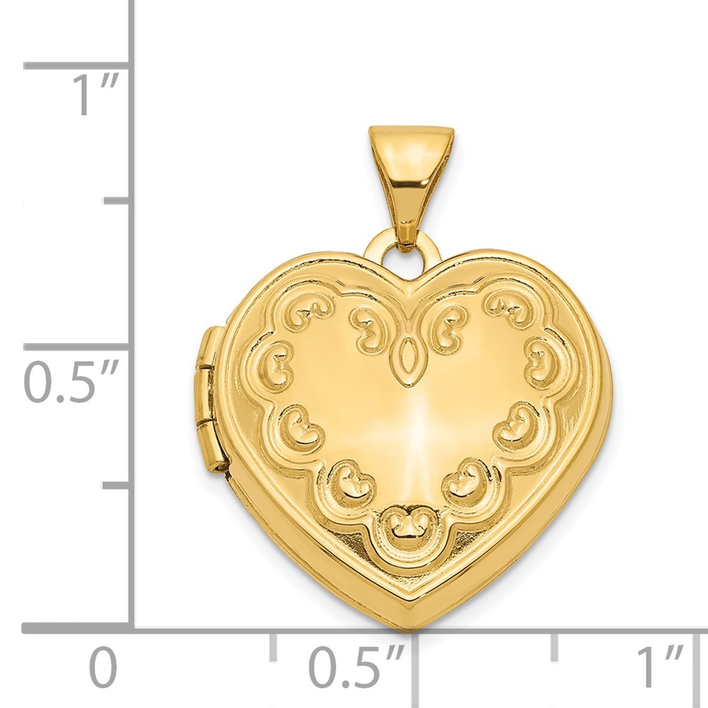 14k Domed Heart Border 18mm Heart Locket (XL141)