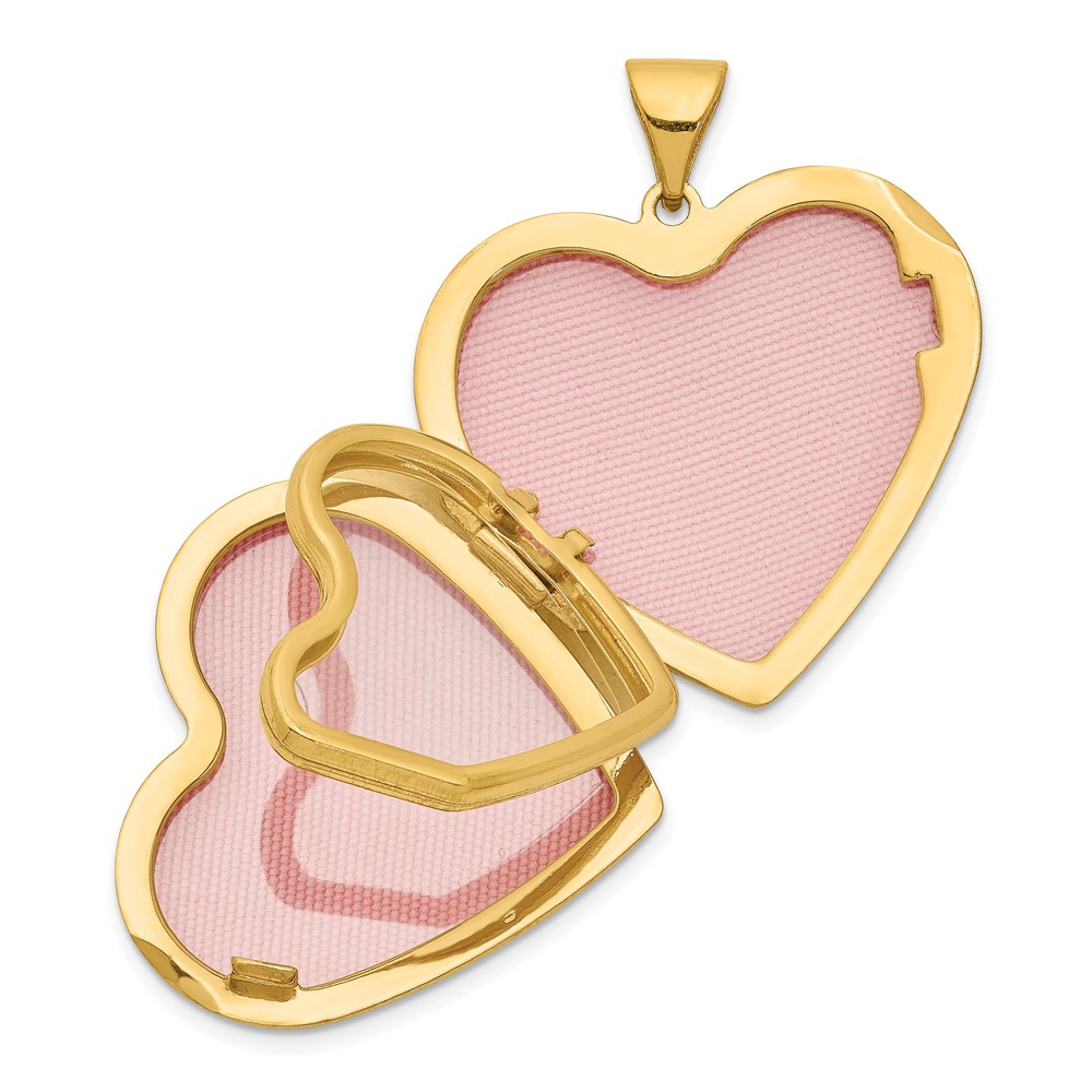 14k Diamond Floral  21mm Heart Family Locket Holds 4 Photos (XL144)