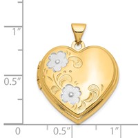 14K with White Rhodium Floral 21mm Heart Locket view 5