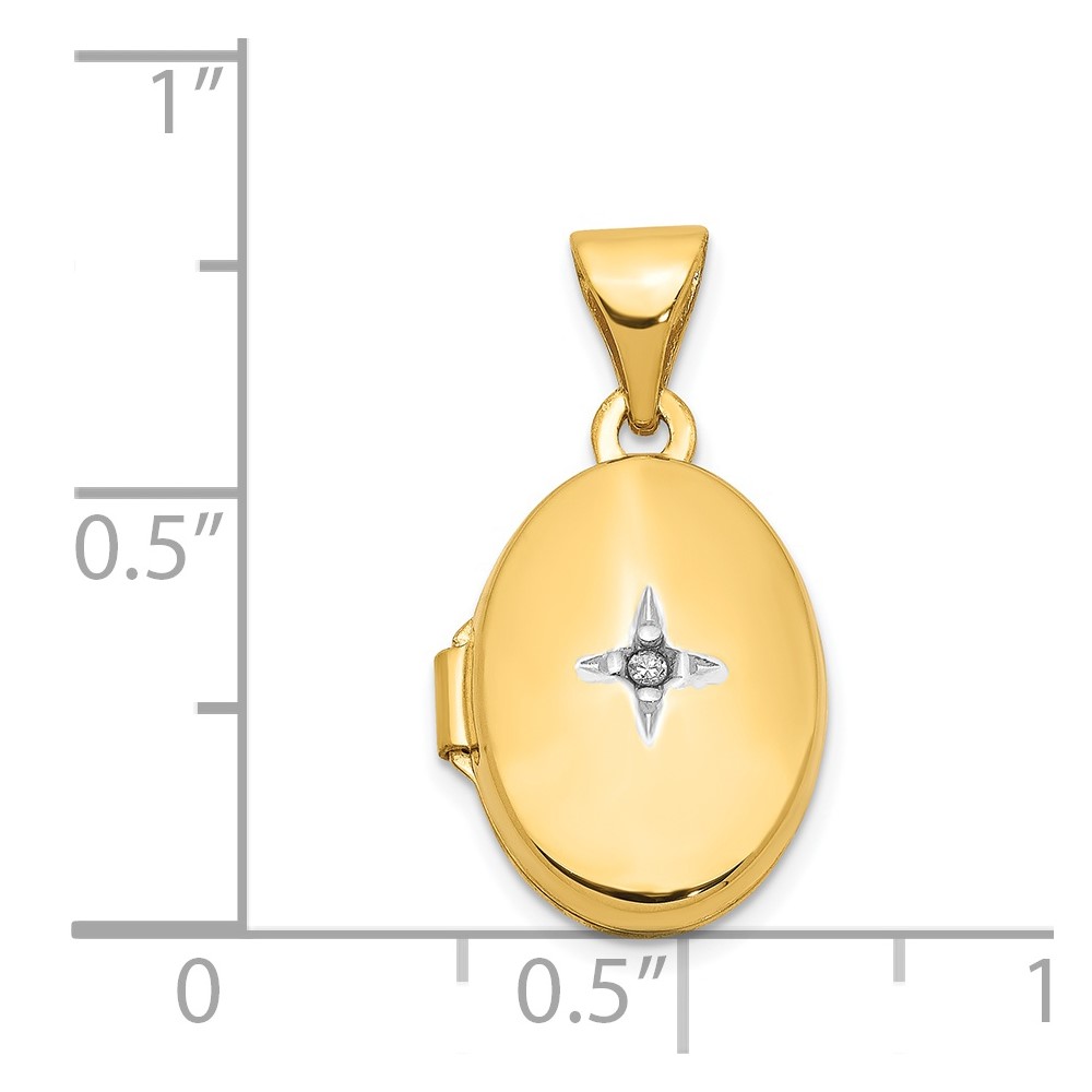 14k Diamond Star 13mm Oval Locket (XL150)