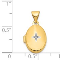 14K Yellow Gold Diamond Star 13mm Oval Locket view 5