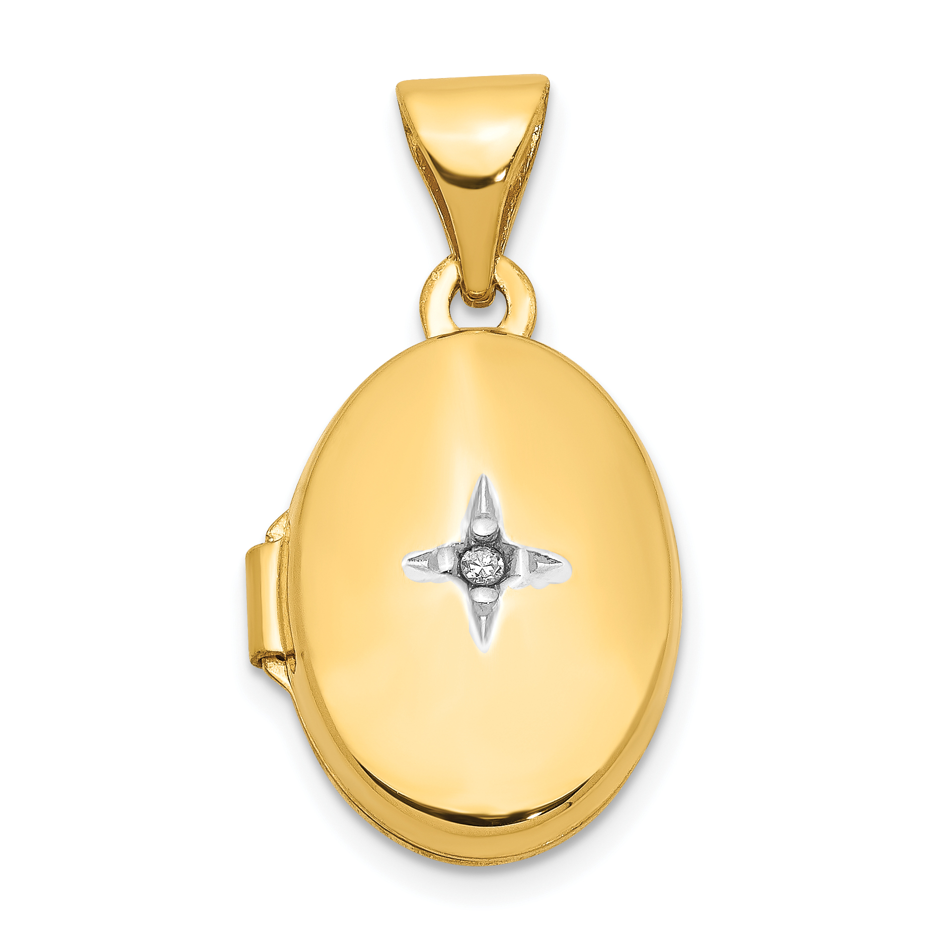 14k Diamond Star 13mm Oval Locket (XL150)