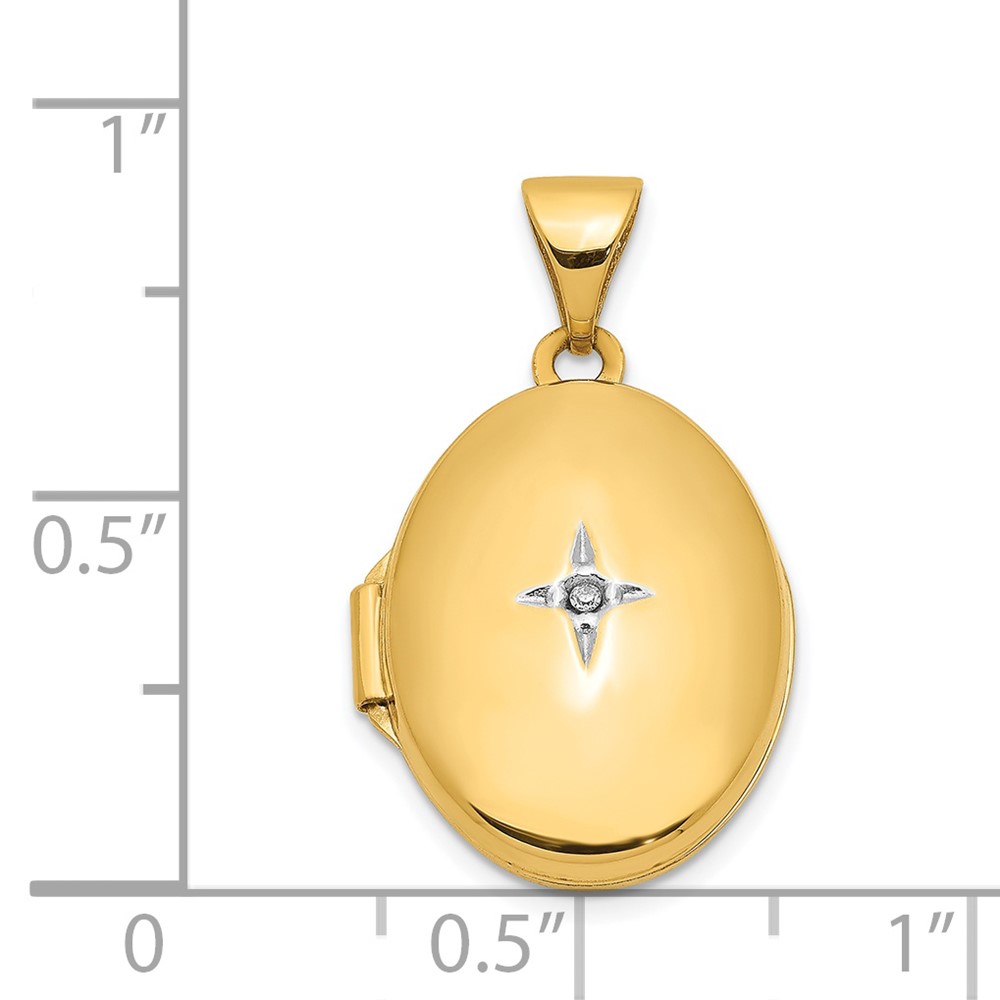 14k Diamond Star 17mm Oval Locket (XL153)