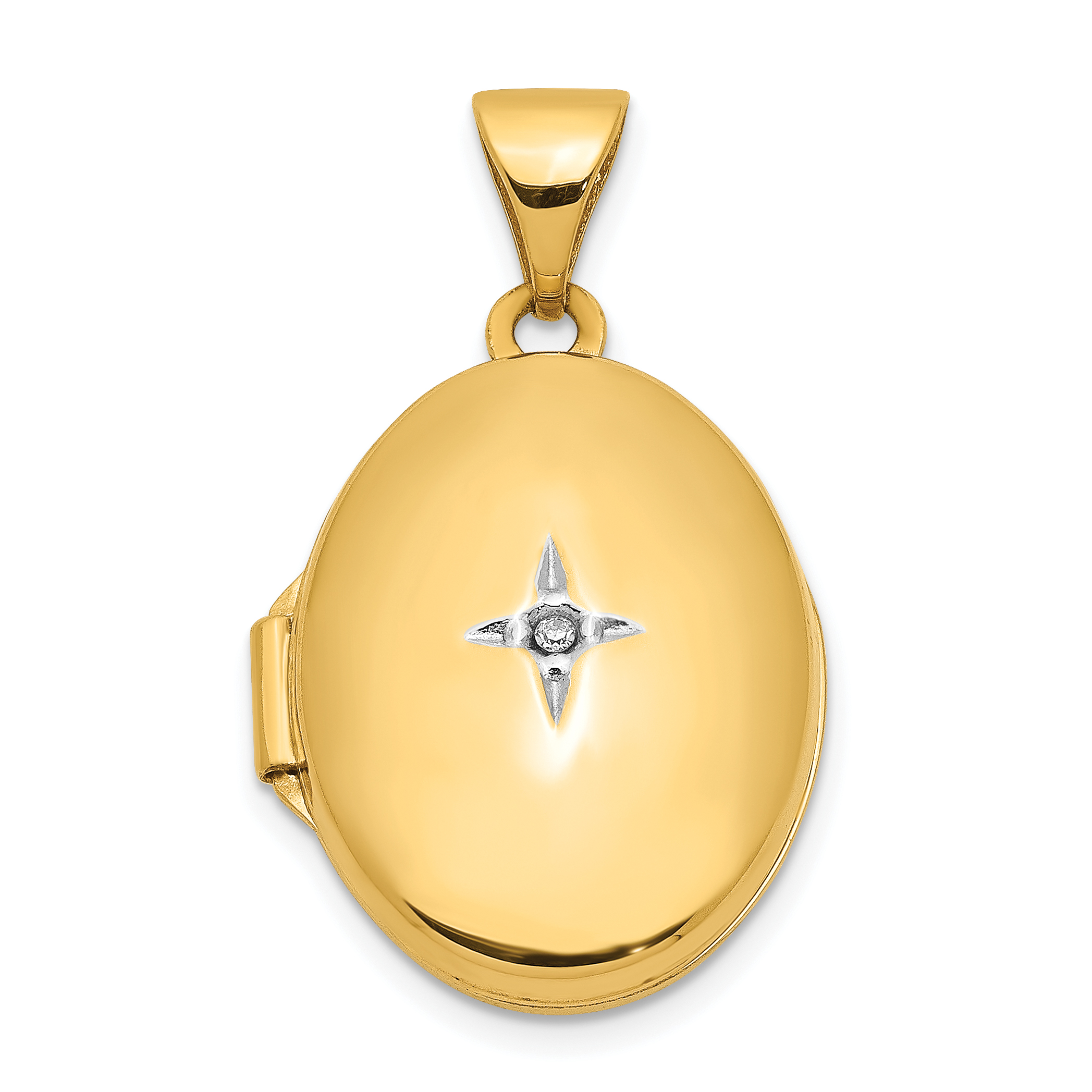 14k Diamond Star 17mm Oval Locket (XL153)