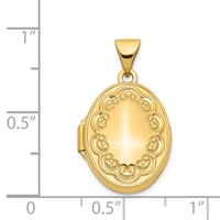 14K Yellow Gold Scalloped Border 17mm Oval Locket view 5