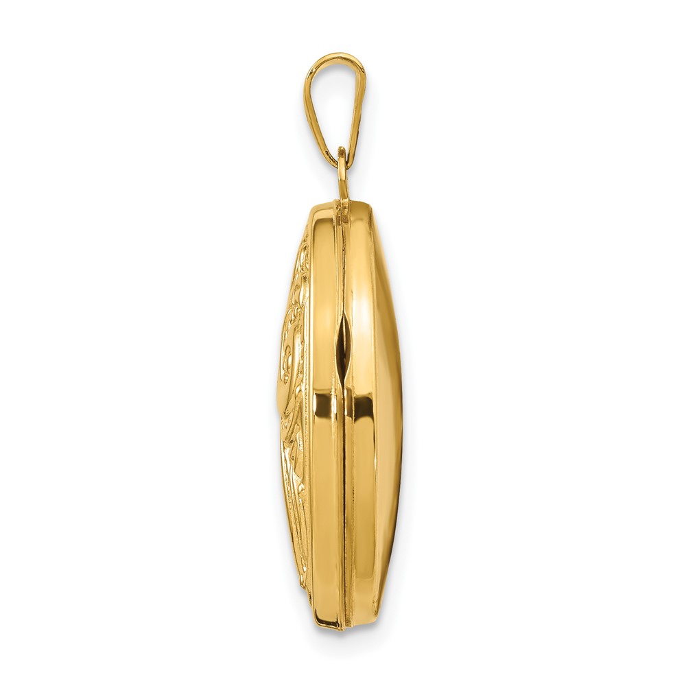 14k Domed Scroll Design 21mm Oval Locket (XL162)