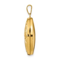 14K Yellow Gold Domed Scroll Design 21mm Oval Locket view 2