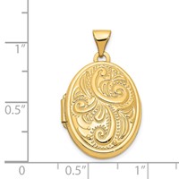 14K Yellow Gold Domed Scroll Design 21mm Oval Locket view 5