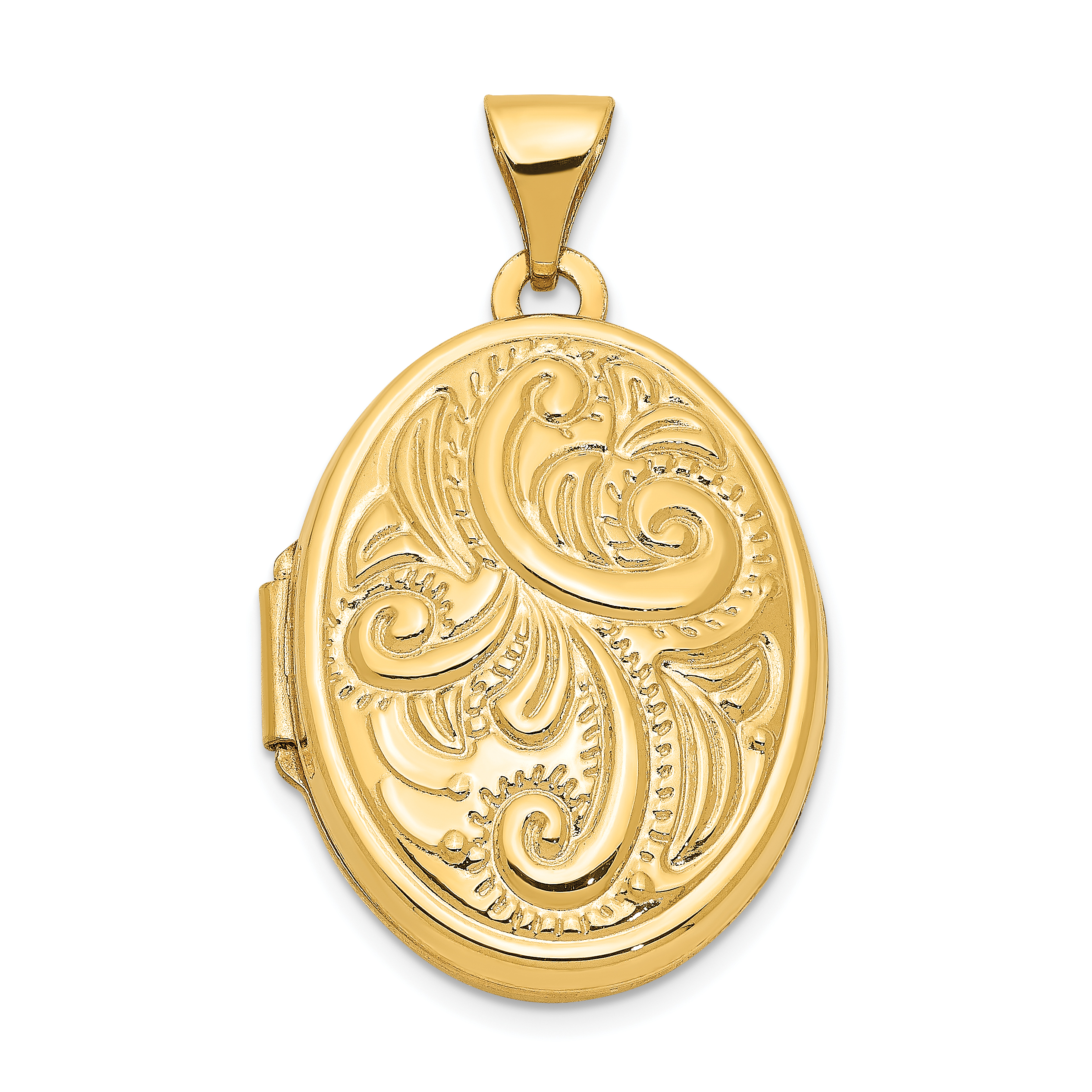 14k Domed Scroll Design 21mm Oval Locket (XL162)