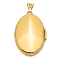 14K Yellow Gold Polished Domed Plain 26mm Oval Locket view 3