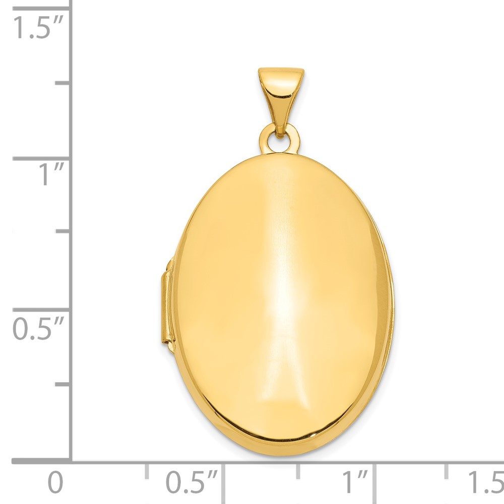 14k Polished Domed Plain 26mm Oval Locket (XL168)