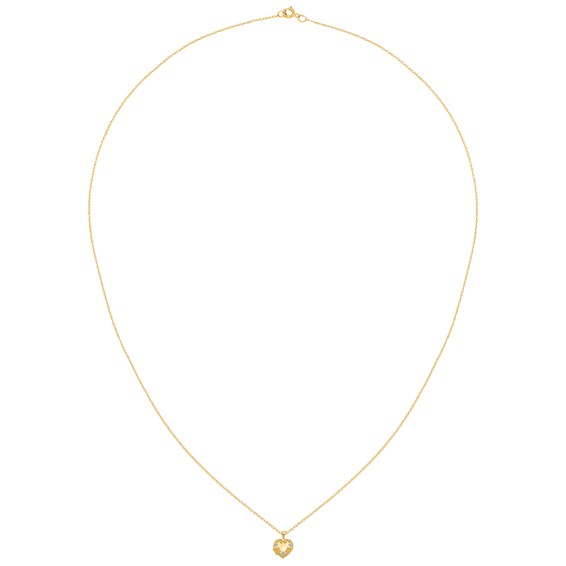 14k Heart Locket with Rhodium Flowers on 18inch Cable Rope Chain