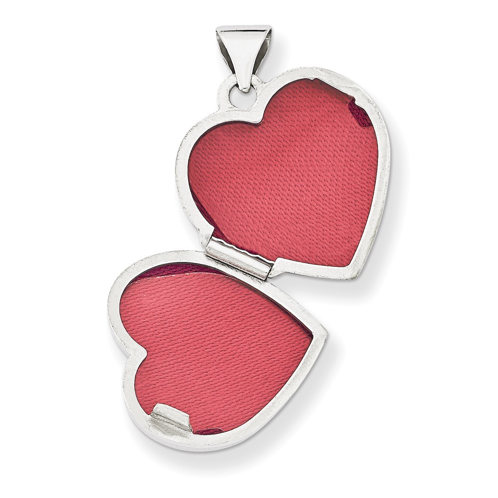 14k White Gold Two Hearts 15mm Heart Locket (XL184)