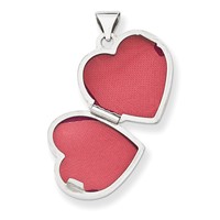 14K White Gold Two Hearts 15mm Heart Locket view 2