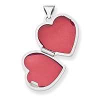 14K White Gold Two Hearts 15mm Heart Locket view 4
