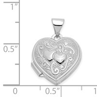 14K White Gold Two Hearts 15mm Heart Locket view 3