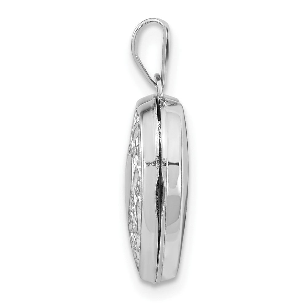 14k White Gold Polished Scrolled 15mm Heart Locket (XL185)
