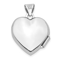 14K White Gold Polished Scrolled 15mm Heart Locket view 3