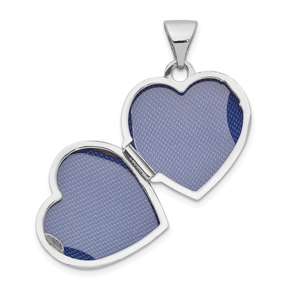 14k White Gold Polished Scrolled 15mm Heart Locket (XL185)