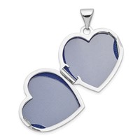 14K White Gold Polished Domed Plain 18mm Heart Locket view 4