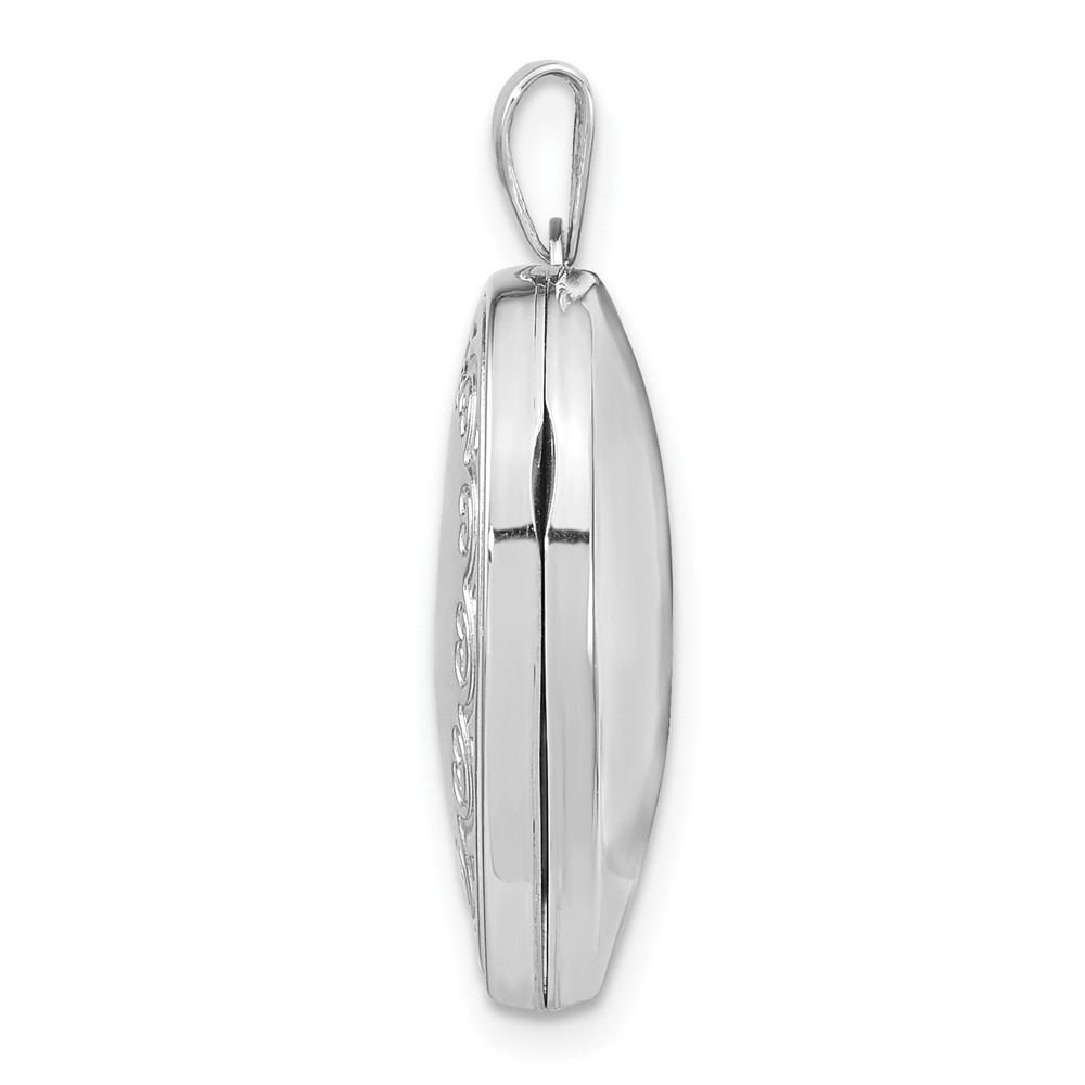 14k White Gold Scallop Design 21mm Heart Locket (XL189)