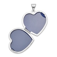 14K White Gold Scallop Design 21mm Heart Locket view 4