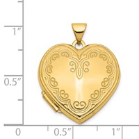 14K Yellow Gold Scallop Design 21mm Heart Locket view 5
