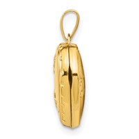 14K Yellow Gold Polished Floral Reverses to Love You Always Script 15mm Heart Locket view 2