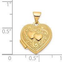 14K Yellow Gold Two Hearts 15mm Heart Locket view 5