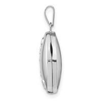 14K White Gold Floral 17mm Oval Locket view 2