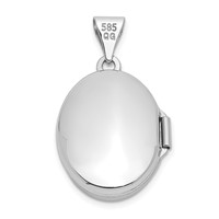 14K White Gold Floral 17mm Oval Locket view 3