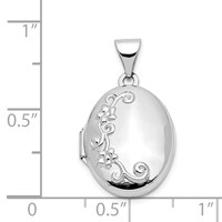 14K White Gold Floral 17mm Oval Locket view 5