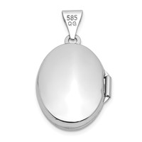 14K White Gold Polished Plain 17mm Oval Locket view 3