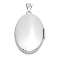 14K White Gold Polished Domed Plain 26mm Oval Locket view 3