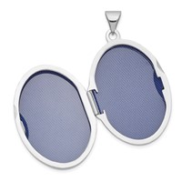 14K White Gold Polished Domed Plain 26mm Oval Locket view 4
