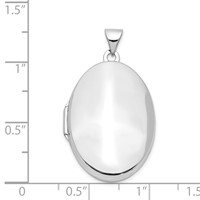 14K White Gold Polished Domed Plain 26mm Oval Locket view 5