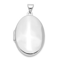 14K White Gold Polished Domed Plain 26mm Oval Locket view 1