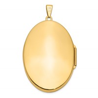 14K Yellow Gold Half Swirl Design Heavy Weight 38mm Oval Locket view 3