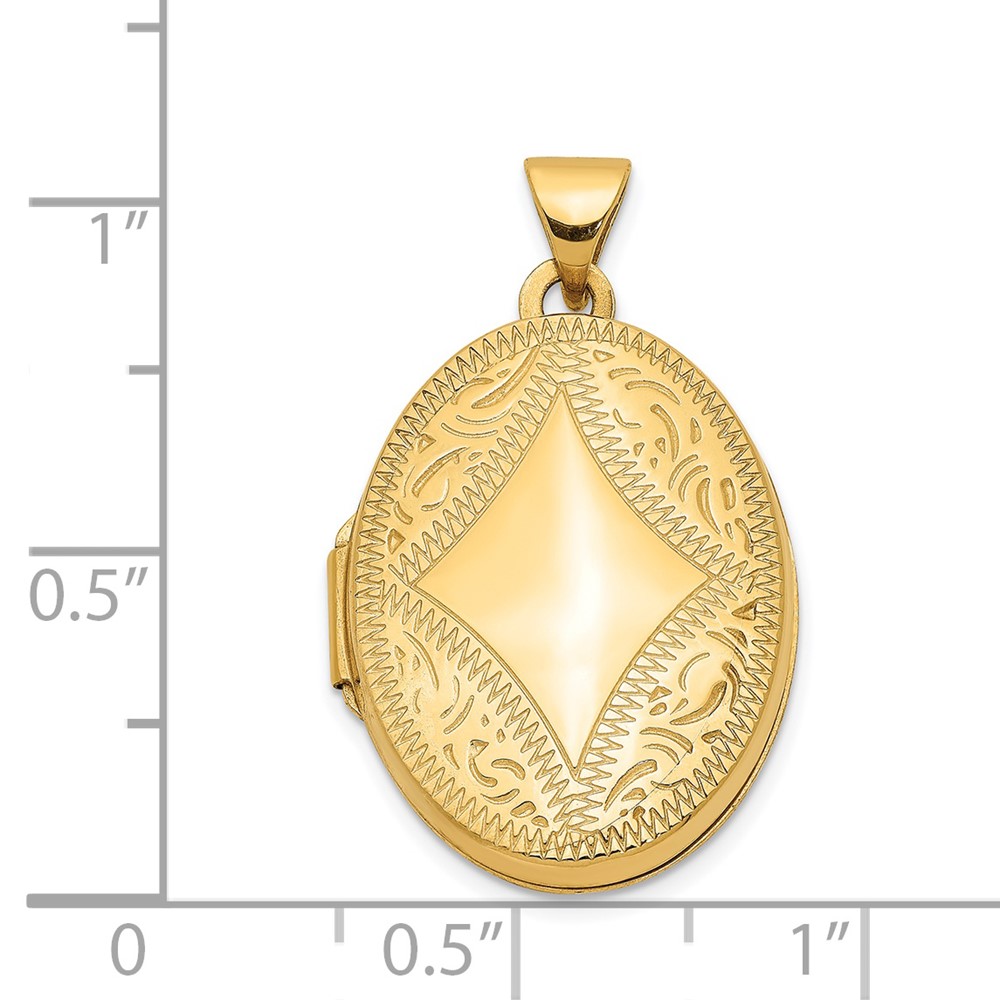 14k Diamond-shaped Design 21mm Oval Locket (XL222)