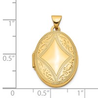 14K Yellow Gold Diamond-shaped Design 21mm Oval Locket view 5