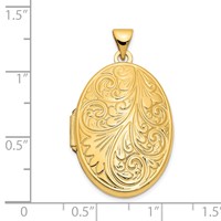 14K Yellow Gold Scroll Design 26mm Oval Locket view 5
