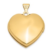 14K Yellow Gold Polished Domed 21mm Heart Family Locket Holds 4 Photos view 3