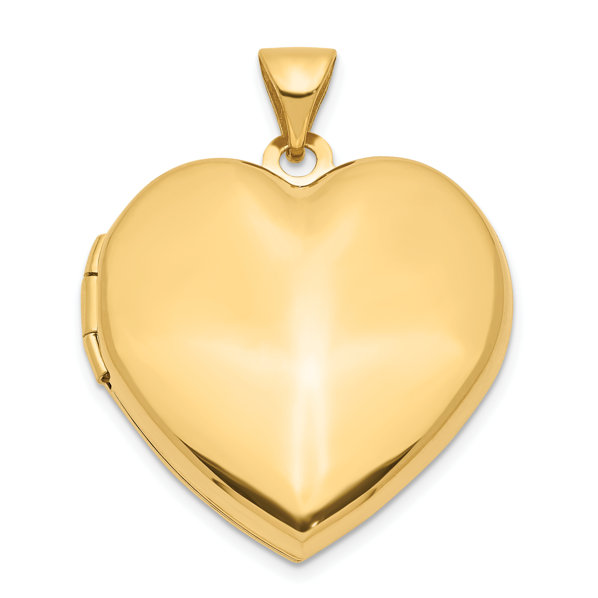 14k Polished Domed 21mm Heart Family Locket Holds 4 Photos (XL227)