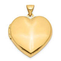 14K Yellow Gold Polished Domed 21mm Heart Family Locket Holds 4 Photos view 1