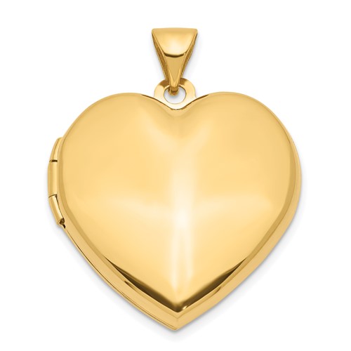 14K Yellow Gold Polished Domed 21mm Heart Family Locket Holds 4 Photos
