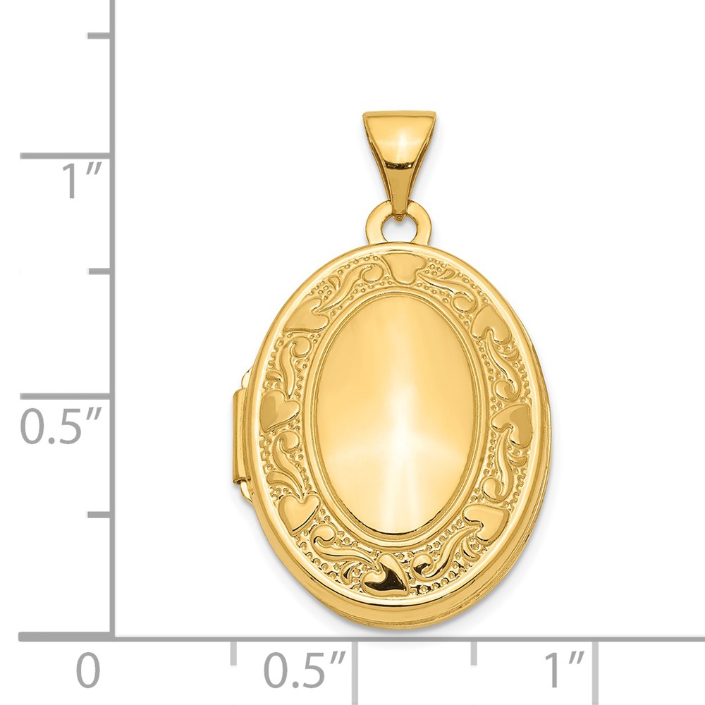 14k Heart Border 21mm Oval Locket (XL244)