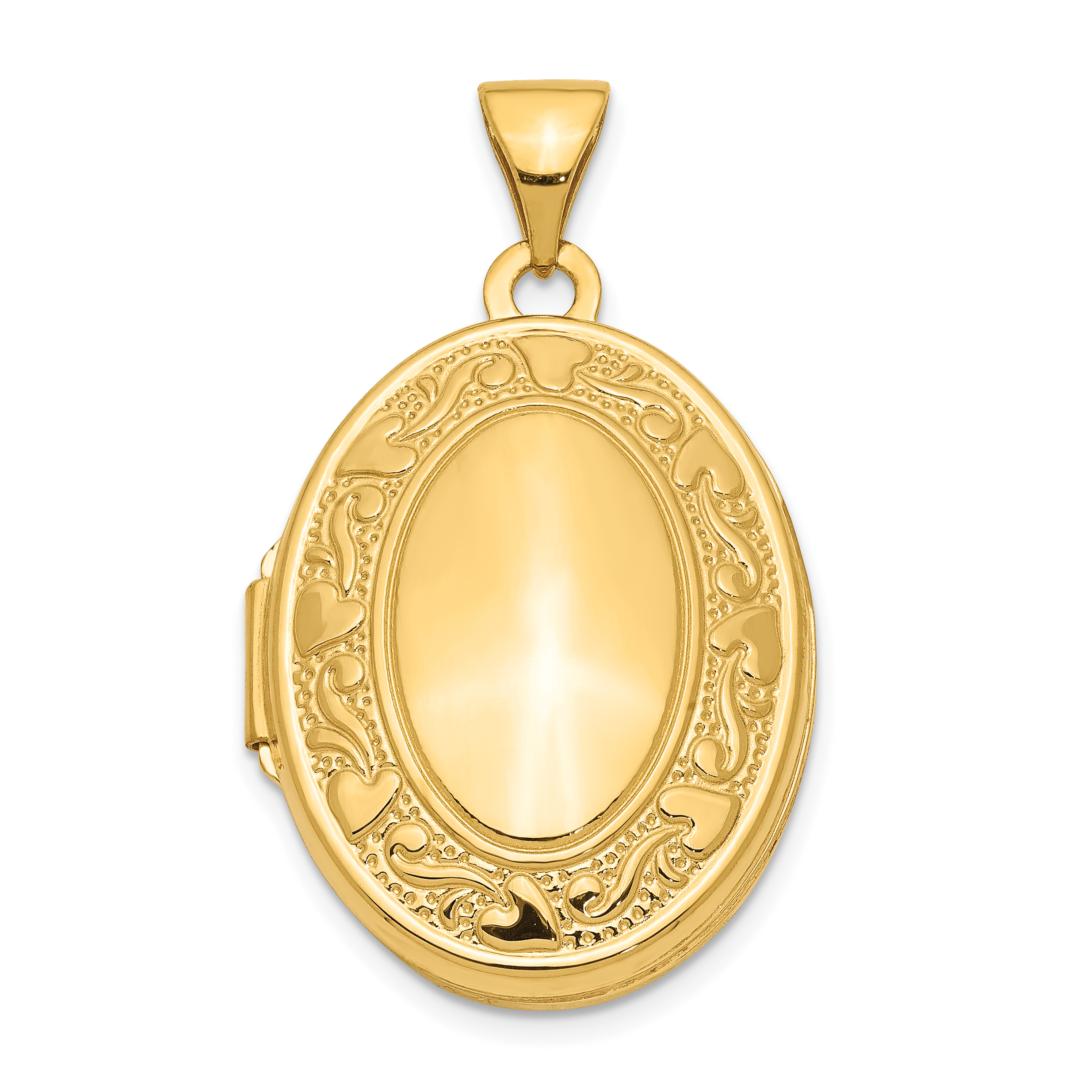 14k Heart Border 21mm Oval Locket (XL244)